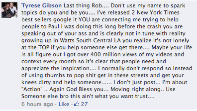 Illustration for article titled Tyrese Gibson Is Hugely Pissed About Maybe Not Being Inspirational